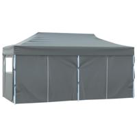 Partytent met 4 zijwanden inklapbaar 3x6 m staal antraciet - thumbnail