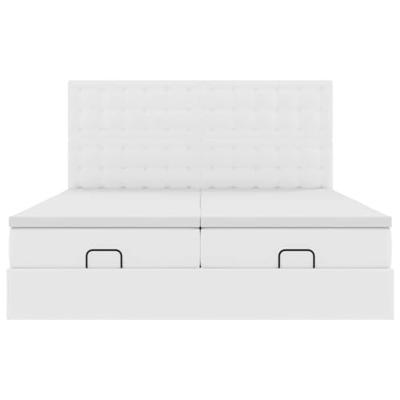 Ottoman bed met matrassen 200x200cm kunstleer zuiver wit