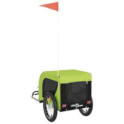 Hondenfietstrailer oxford stof en ijzer groen en zwart - thumbnail