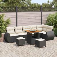 Tuinbankenset 9 pcs Zwart poly rattan - thumbnail