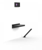 Tres Shower Technology elektronische inbouwthermostaat wit met baduitloop en badrand handdouche mat zwart - thumbnail