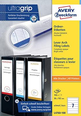 Rugetiket Avery Zweckform smal 38x192mm zelfklevend wit 100 vel | 5 stuks Rugetiket Avery Zweckform smal 38x192mm zelfklevend wit 100 vel | 5 stuks