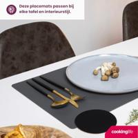 Cookinglife Placemats - Dubbelzijdig - Vegan leer - Grijs / Roze 46 x 33 cm - 6 Stuks - thumbnail