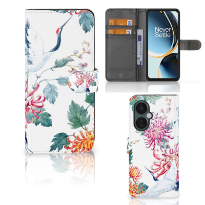 OnePlus Nord CE 3 Lite | Telefoonhoesje | Met pasjeshouder | Bird Flowers