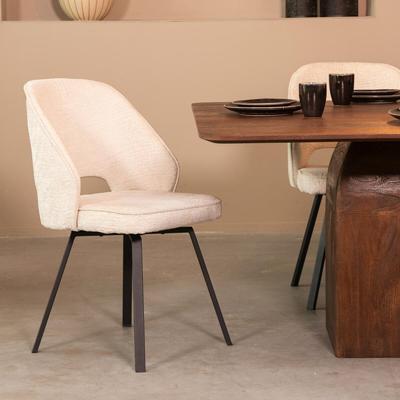 LABEL51 Eetkamerstoel Lewis - Creme - Elegance - Zwart Metalen Frame