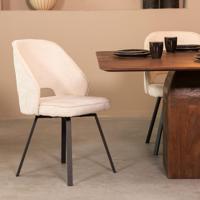 LABEL51 Eetkamerstoel Lewis - Creme - Elegance - Zwart Metalen Frame - thumbnail
