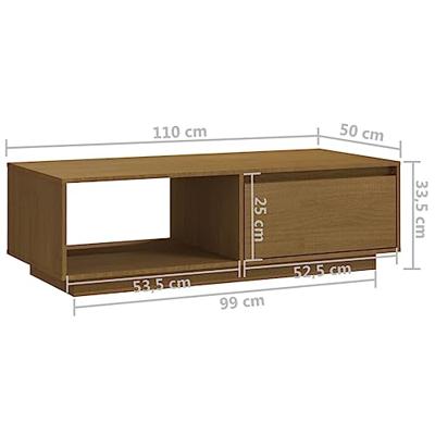 Salontafel 110x50x33,5 cm massief grenenhout honingbruin