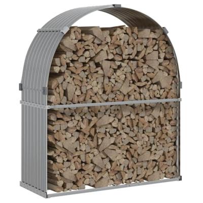 VidaXL Haardhoutopslag 120x45x140 cm gegalvaniseerd staal lichtgrijs