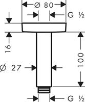 Hansgrohe plafondbevestiging S 100 mm, mat zwart - thumbnail