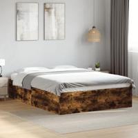 Bedframe bewerkt hout gerookt eikenkleurig 120x190 cm - thumbnail