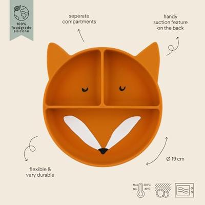 Trixie siliconen bord met vakjes en zuignap - mr. fox