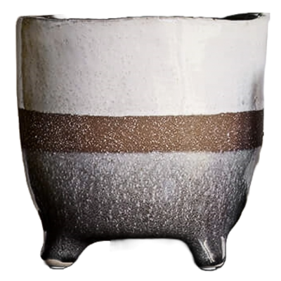 Bloempot keramiek - bloempot Macchiato, groot - bloempot grijs & wit