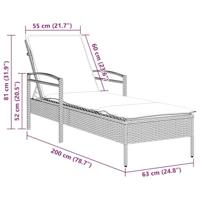 Ligbed met kussen 63x200x81 cm poly rattan bruin - thumbnail
