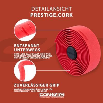 CONTEC stuurlint "prestige.cork ct bar tape prestige.cork 200mm red