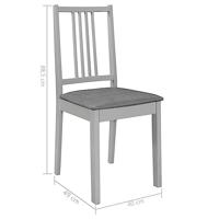 Eetkamerstoelen met kussens 4 st massief hout grijs - thumbnail