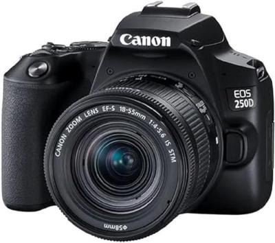 Canon EOS 250 D Digitale spiegelreflexcamera Incl. EF-S 18-55 mm IS lens 25.80 Mpix Zwart 4K video, Bluetooth, Draai- en zwenkbare display, WiFi