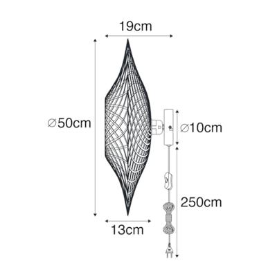 QAZQA Smart wandlamp bamboe 50 cm met stekker incl. Wifi A60 - Rina