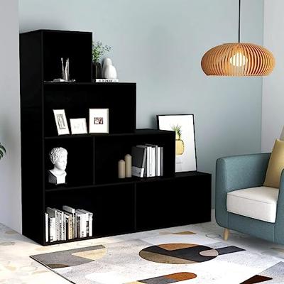 Boekenkast/kamerscherm 155x24x160 cm bewerkt hout zwart