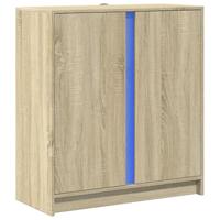 Dressoir met LED 77x34x85 cm bewerkt hout sonoma eikenkleurig - thumbnail
