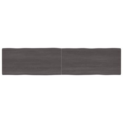 Tafelblad natuurlijke rand 220x50x(2-6)cm eikenhout donkerbruin