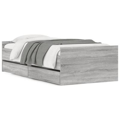 Bedframe met lades grijs sonoma eiken 75x190 cm Small Single
