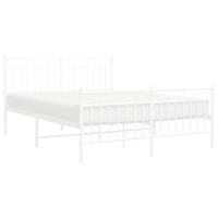 Bedframe met hoofd- en voeteneinde metaal wit 135x190 cm - thumbnail