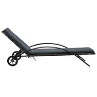 Ligbedden met tafel poly rattan antraciet - thumbnail