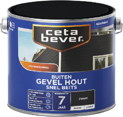Cetabever Gevelhout Snel Beits Dekkend Zijdemat - Zwart - 2,5 liter