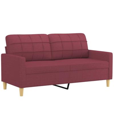 3-delige Loungeset met kussens stof wijnrood - thumbnail