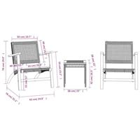 3-delige Bistroset poly rattan en massief acaciahout zwart - thumbnail
