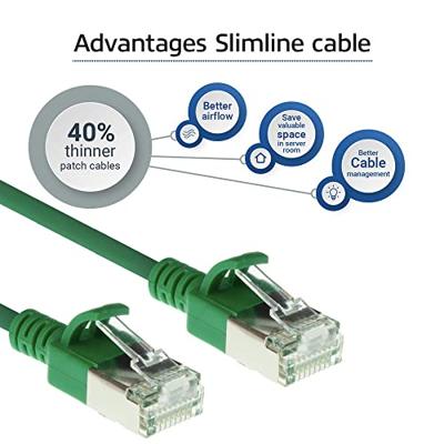 ACT Groene 10 meter LSZH U/FTP CAT6A datacenter slimline patchkabel snagless met RJ45 connectoren ACT Groene 10 meter LSZH U/FTP CAT6A datacenter slimline patchkabel snagless met RJ45 connectoren