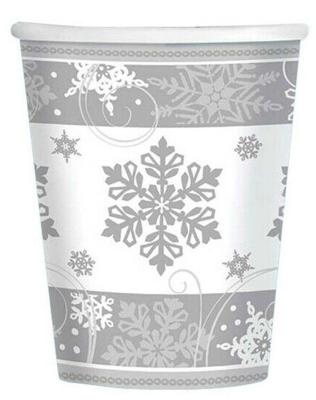 Bekertjes met sneeuwvlokken wit zilver Bekertjes met sneeuwvlokken wit zilver