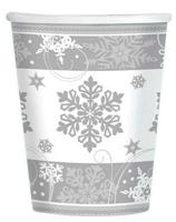 Bekertjes met sneeuwvlokken wit zilver - thumbnail