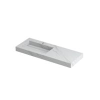 INK Pitch Wastafel Keramische Slab Links met Drain en Front en Side Skirts 1 Kraangat - 1200x450x90 mm - Calacatta Mat - thumbnail