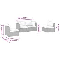 7-delige Loungeset met kussens poly rattan bruin - thumbnail