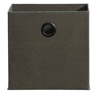 Opbergbox Kenzi stof - olijfgroen - 31x31x31 cm