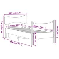 Bedframe zonder matras massief grenenhout wasbruin 75x190 cm - thumbnail