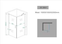Wiesbaden Uni douchecabine draaideur met zijwand 100x100 cm chroom met helder glas 8mm NANO - thumbnail