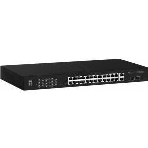 LevelOne gep-2841 28-port web smart managed switch, l2, gigabit ethernet, power over ethernet (poe)