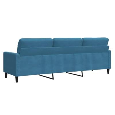 Driezitsbank 210 cm fluweel blauw