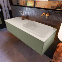 Badkamermeubelset Mondiaz Erin 120 cm met 1 Lade met RIDGE Wastafel Rechts Linen Zonder Kraangaten Greeploos Mat Army - thumbnail