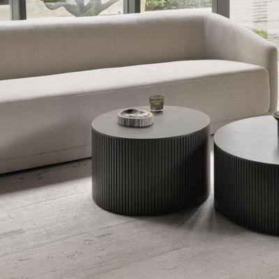 Ethnicraft Ronde Salontafel 'Roller Max' Gevernist Mahoniehout, 60cm, kleur Donkerbruin