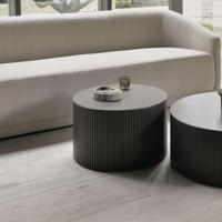 Ethnicraft Ronde Salontafel 'Roller Max' Gevernist Mahoniehout, 60cm, kleur Donkerbruin - thumbnail