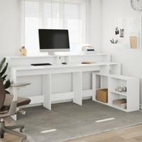 Bureau met LED-verlichting 200x104x91 cm bewerkt hout wit - thumbnail