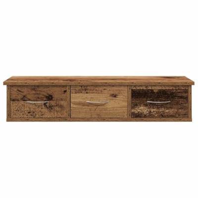 Wandkast 88x26x18,5 cm bewerkt hout oud houtkleurig Wandkast 88x26x18,5 cm bewerkt hout oud houtkleurig