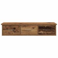 Wandkast 88x26x18,5 cm bewerkt hout oud houtkleurig - thumbnail