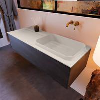 Badkamermeubelset Mondiaz Erin 120 cm met 1 Lade met RIDGE Wastafel Rechts Linen Zonder Kraangaten Greeploos Mat Dark Brown - thumbnail