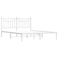 Bedframe met hoofdbord metaal wit 180x200 cm - thumbnail