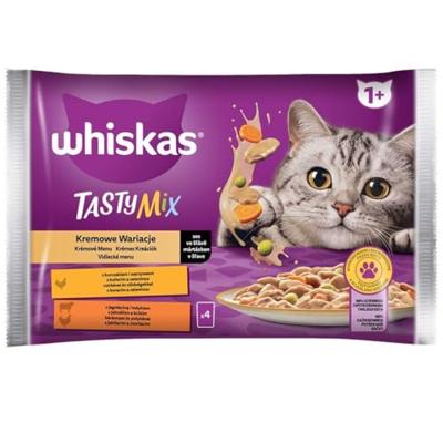 WHISKAS Tasty Mix Chicken and Vegetable, Lamb and Turkey - nat kattenvoer - 4 x 85g