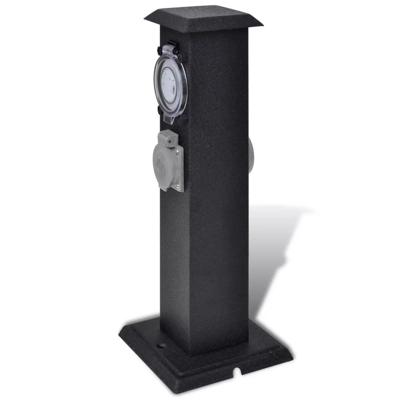 Buitenstopcontact op zuil met tijdschakelaar (zwart)